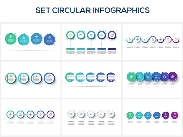 Круговая инфографика с 4 5 6 шагами вариантов частей или процессов визуализация бизнес-данных