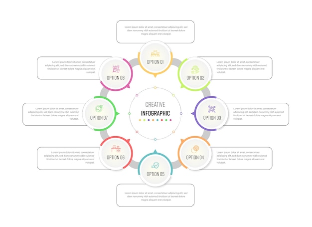 circular infographics with 8 steps