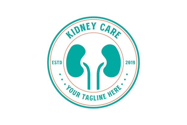 Circular Kidney Badge Emblem Label Stamp for Doctor Clinic Health Care Logo