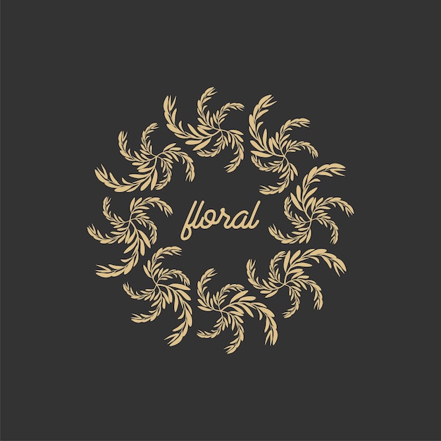 дизайн логотипа рамки с круглыми листьями