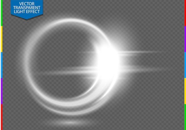 Circular lens flare transparent light effect.