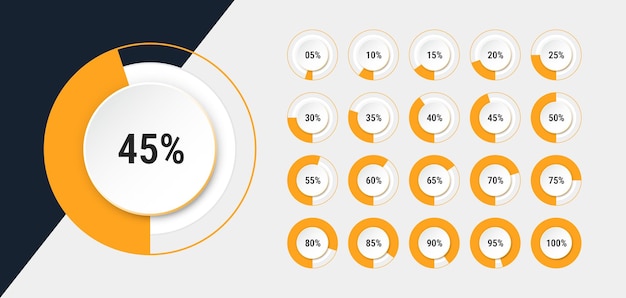 Vector circular loading timer or progress bar and elements for user interface design