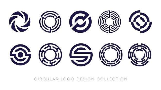 ベクトル 円形ロゴコレクション複数のロゴセット