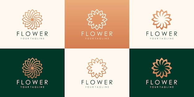 Circular Luxury flower   logotype. Linear universal leaf floral logo