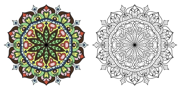 Disegno di mandala circolare per la pagina del libro da colorare