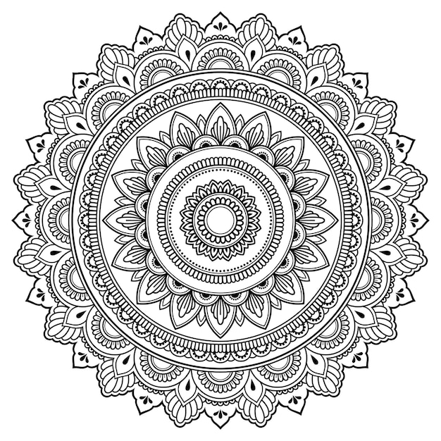 円形の曼荼羅、一時的な刺青。エスニックオリエンタルスタイルの装飾飾り。