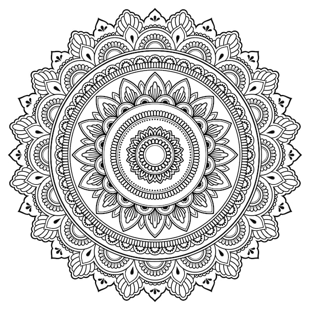 원형 만다라, Mehndi. 민족 오리엔탈 스타일의 장식 장식.