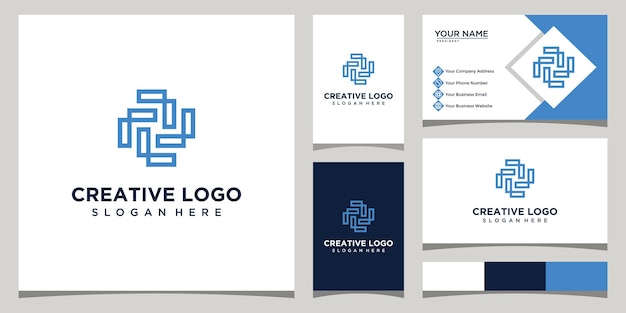 Circular and minimalist letter L design logo template with business card design