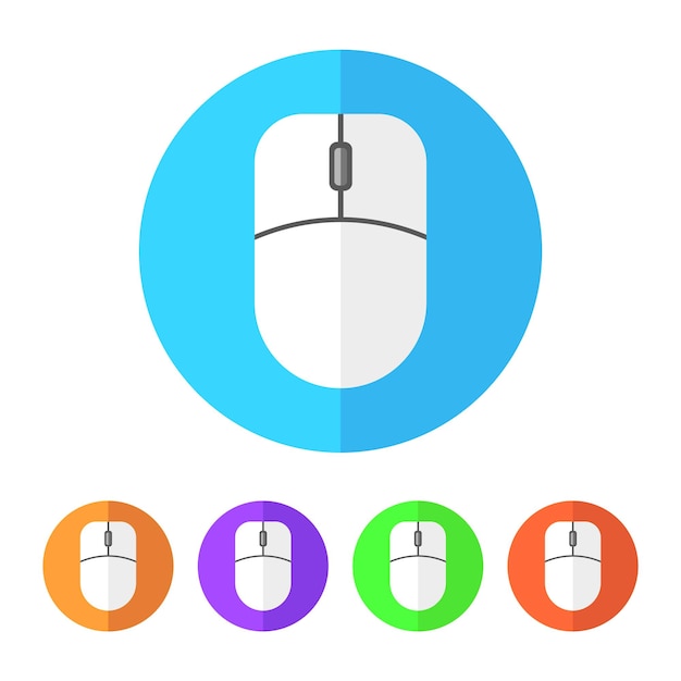 Circular Mouse Colorful Icon Set Vector Illustration