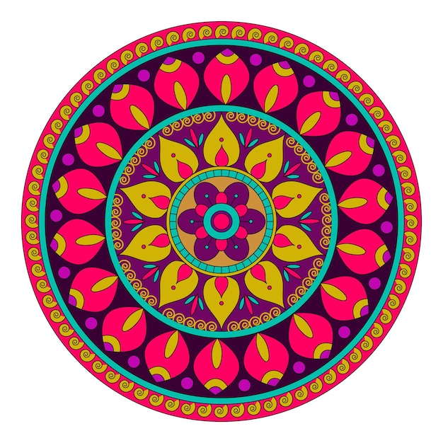 Vector circular pattern colorful henna mehandi decorative floral mandala design