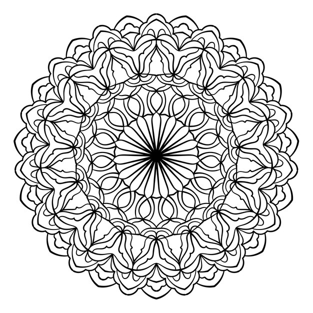 Circular pattern Decorative mandala Elegant ornament in ethnic style Coloring book page Doodle background