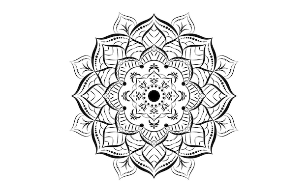 Fiore circolare di mandala con bianco e nero motivi floreali mandala vettoriali con sfondo bianco