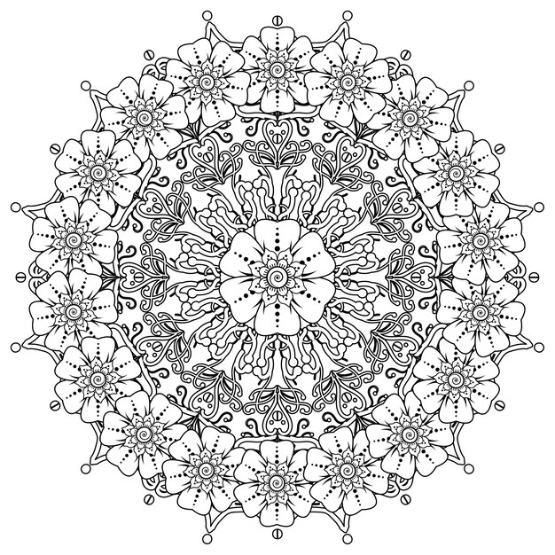 Circular pattern in form of mandala  in ethnic oriental  indian style.