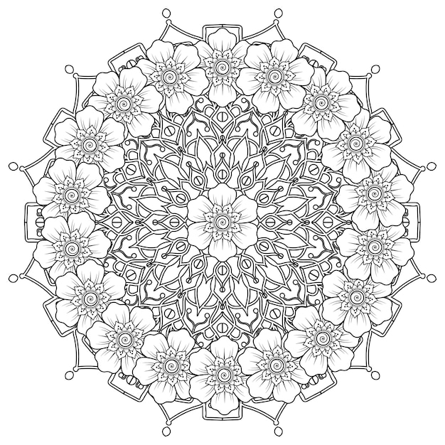 Circular pattern in form of mandala  in ethnic oriental  indian style.