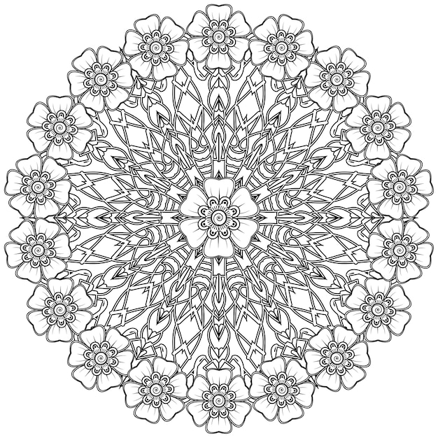 Circular pattern in form of mandala   in ethnic oriental, indian style.