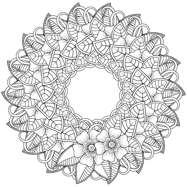 Vector circular pattern in form of mandala   in ethnic oriental, indian style.