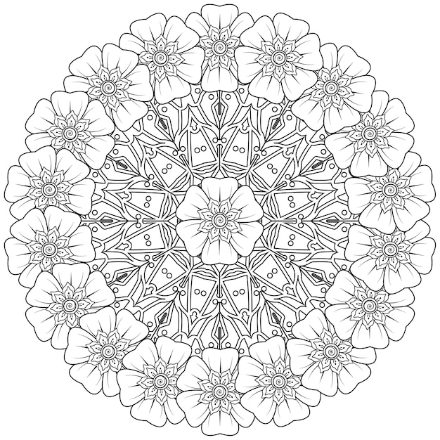 Circular pattern in form of mandala   in ethnic oriental, indian style.