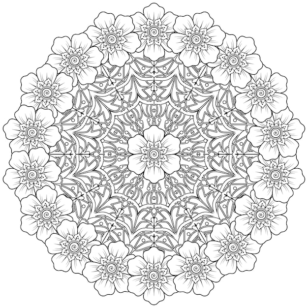 Circular pattern in form of mandala   in ethnic oriental, indian style.