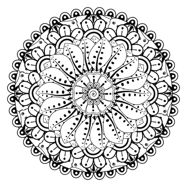 Circular pattern in form of mandala for Henna Mehndi tattoo decoration Coloring book page