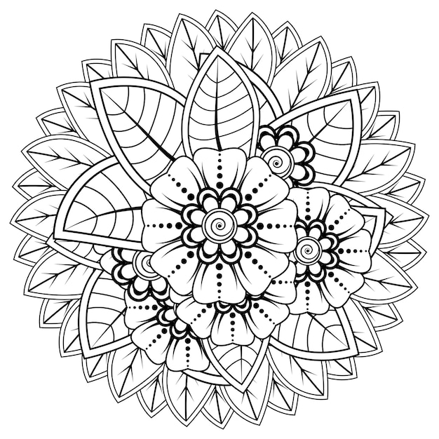 Vector circular pattern in form of mandala for henna, mehndi, tattoo, decoration. coloring book page.