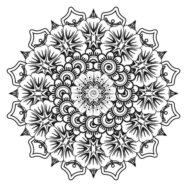 Circular pattern in form of mandala for Henna, Mehndi, tattoo, decoration. Coloring book page.