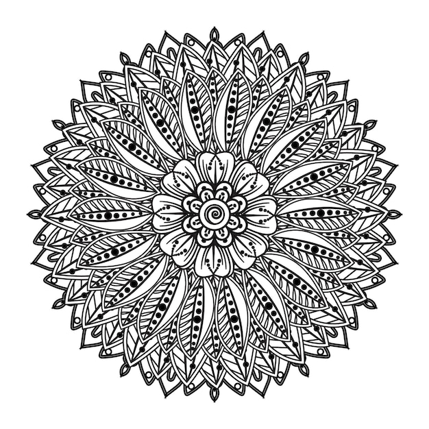 Motivo circolare a forma di mandala per henna, mehndi, tatuaggio, decorazione. pagina del libro da colorare.