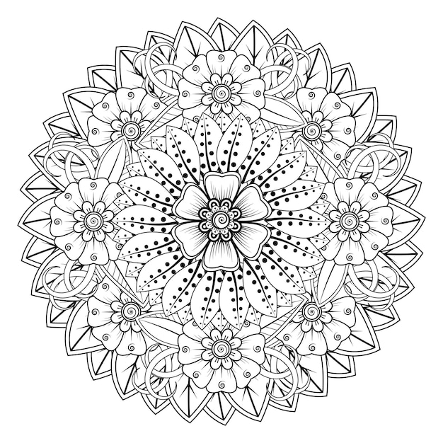 Circular pattern in form of mandala for Henna Mehndi tattoo decoration Decorative ornament in et