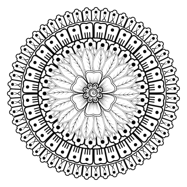 ヘナ一時的な刺青の入れ墨の装飾のための曼荼羅の形の円形パターン