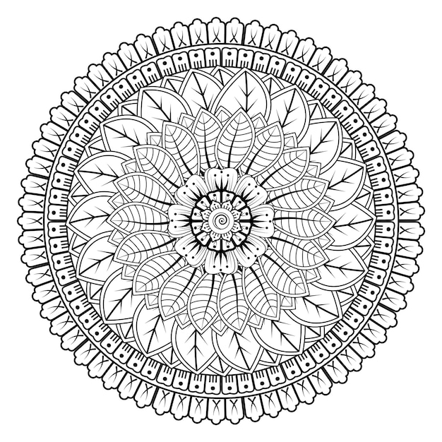 Circular pattern in form of mandala for Henna Mehndi tattoo decoration Decorative ornament in et