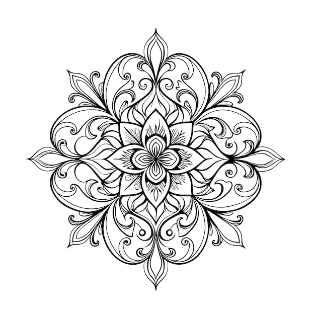 Vettore disegno circolare a forma di mandala per la decorazione del tatuaggio henna mehndi ornamento decorativo in stile orientale etnico