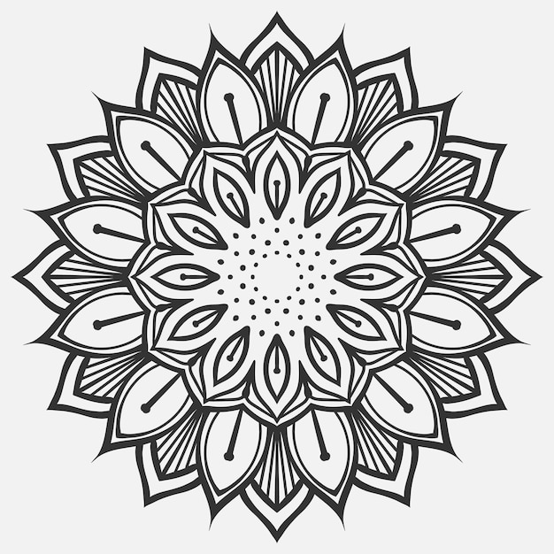헤나 멘디 문신 장식을 위한 만다라 형태의 원형 패턴 민족 동양 스타일의 장식 장식