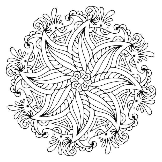 Circular pattern in form of mandala for henna mehndi tattoo decoration decorative ornament