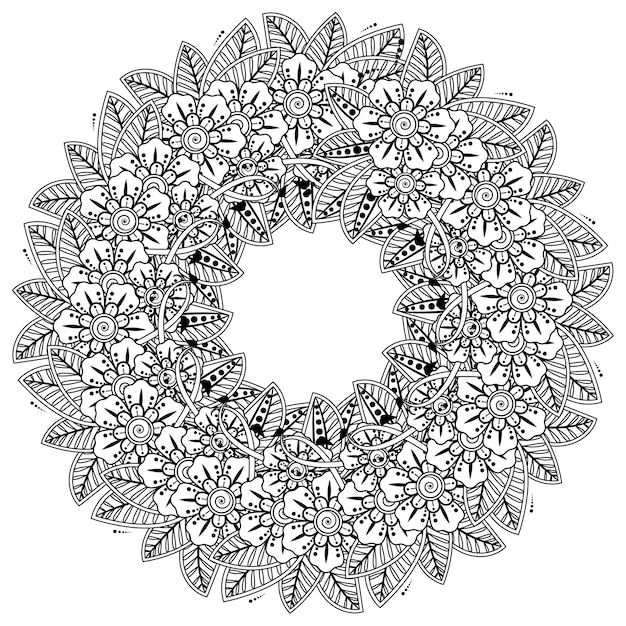 Circular pattern in form of mandala . mehndi flower decoration in ethnic oriental, indian style.