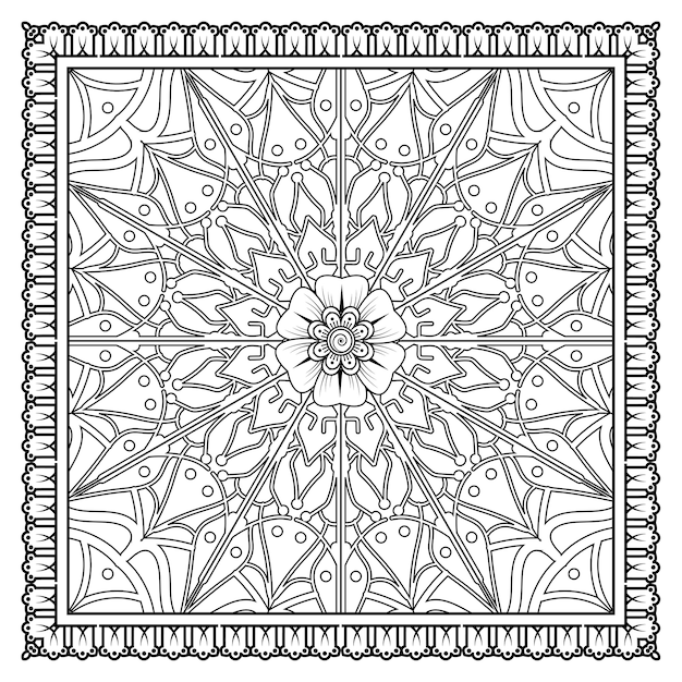 Premium Vector | Circular pattern in form of mandala in a square frame