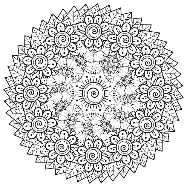 Circular pattern in the form of mandala with flower. decorative ornament in ethnic oriental style coloring   page