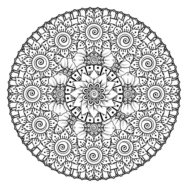 circular pattern in the form of mandala with flower. decorative ornament in ethnic oriental style coloring   page