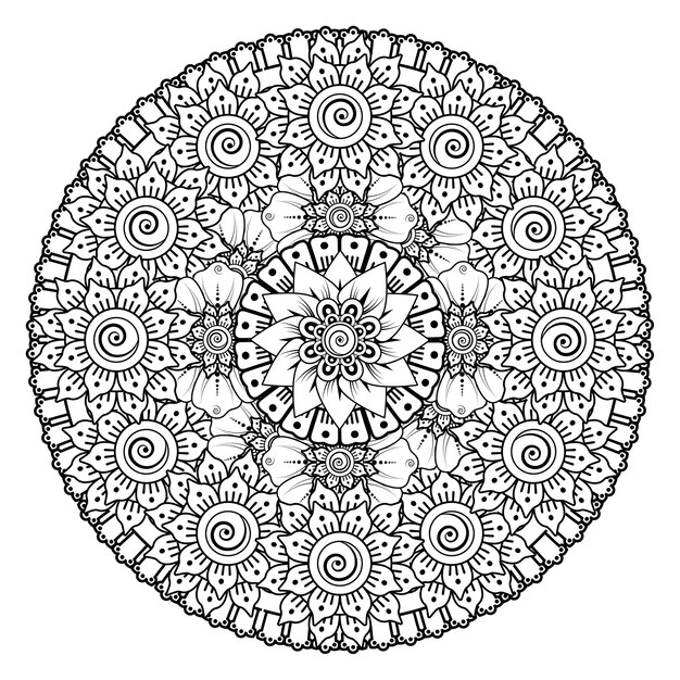 Circular pattern in the form of mandala with flower. decorative ornament in ethnic oriental style coloring   page