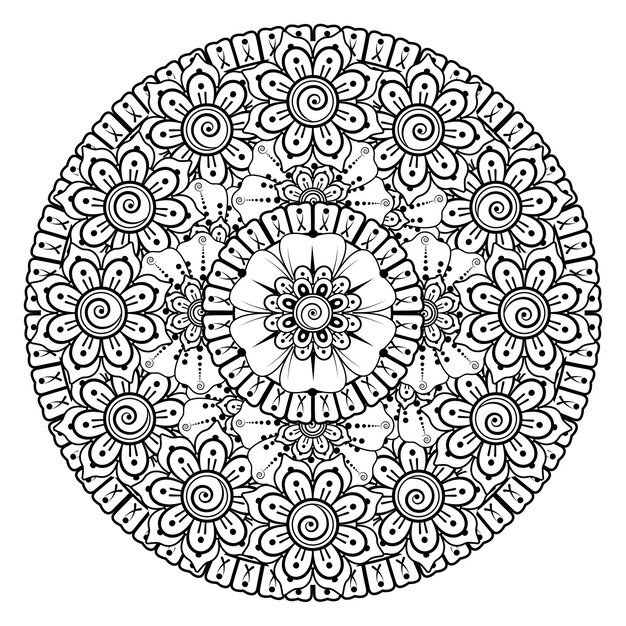 circular pattern in the form of mandala with flower. decorative ornament in ethnic oriental style coloring   page
