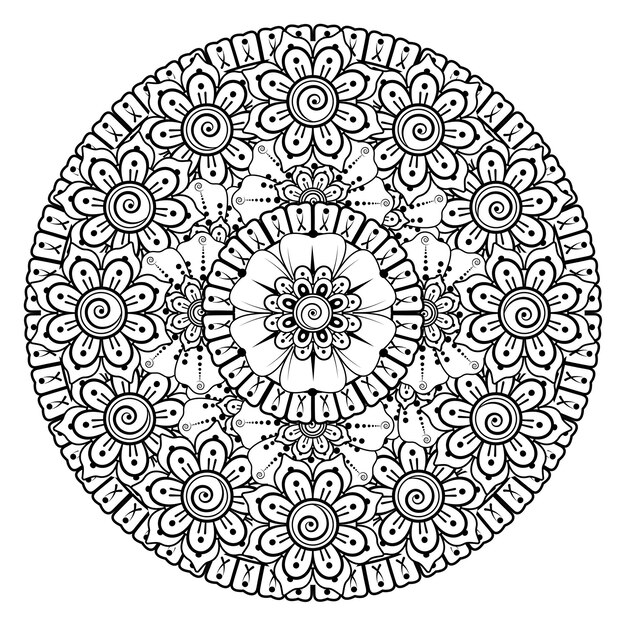 Circular pattern in the form of mandala with flower. decorative ornament in ethnic oriental style coloring   page