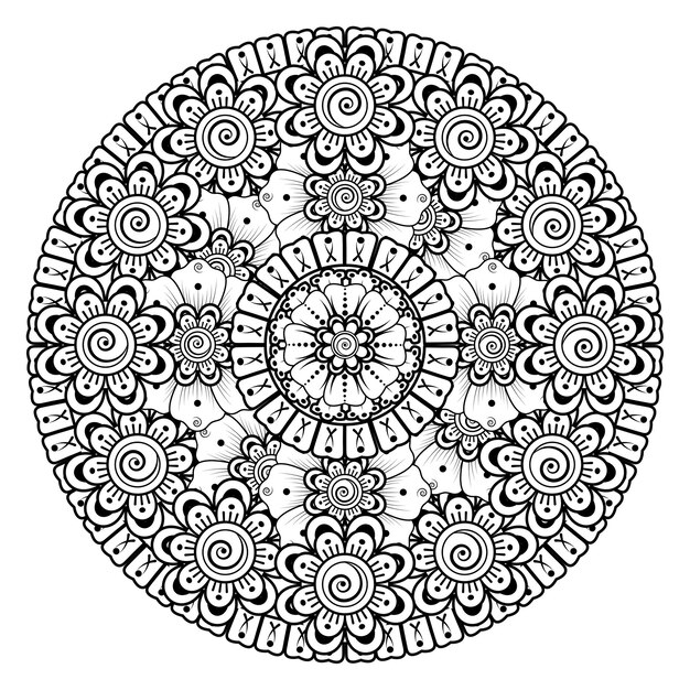 Circular pattern in the form of mandala with flower. decorative ornament in ethnic oriental style coloring   page