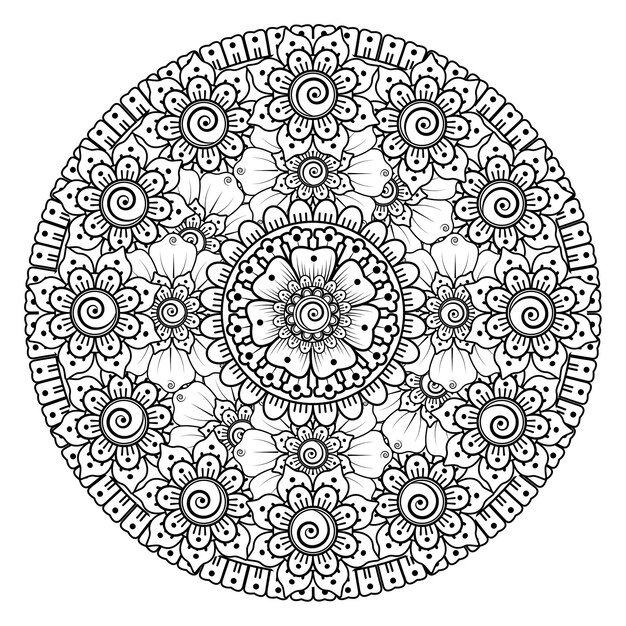 circular pattern in the form of mandala with flower. decorative ornament in ethnic oriental style coloring   page