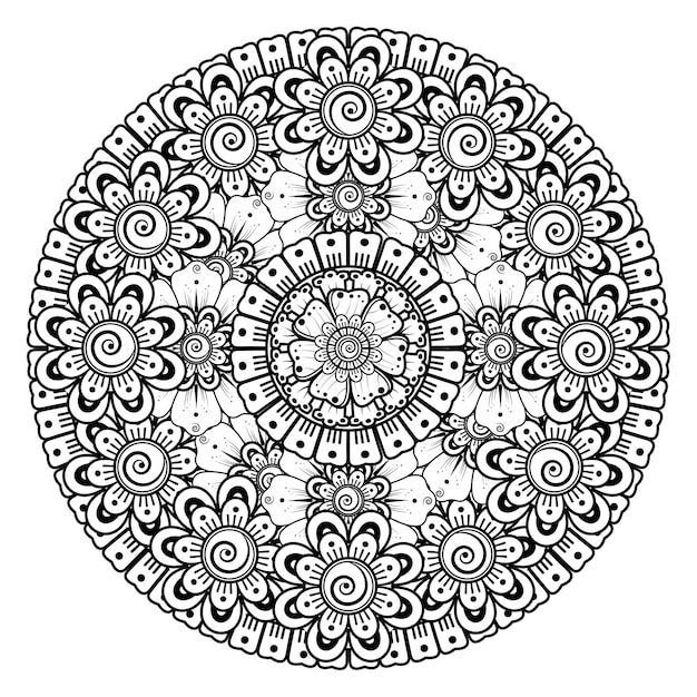 Circular pattern in the form of mandala with flower. decorative ornament in ethnic oriental style coloring   page