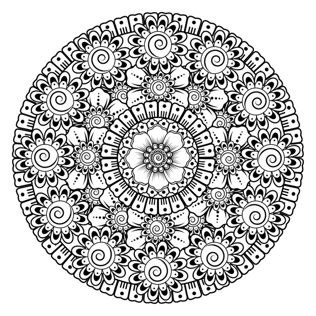 Circular pattern in the form of mandala with flower. decorative ornament in ethnic oriental style coloring   page