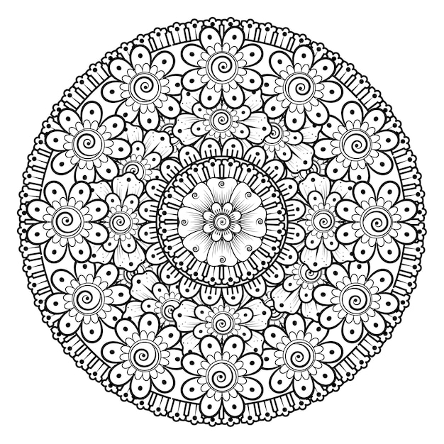circular pattern in the form of mandala with flower. decorative ornament in ethnic oriental style coloring   page