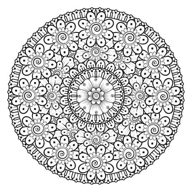 Circular pattern in the form of mandala with flower. decorative ornament in ethnic oriental style coloring   page