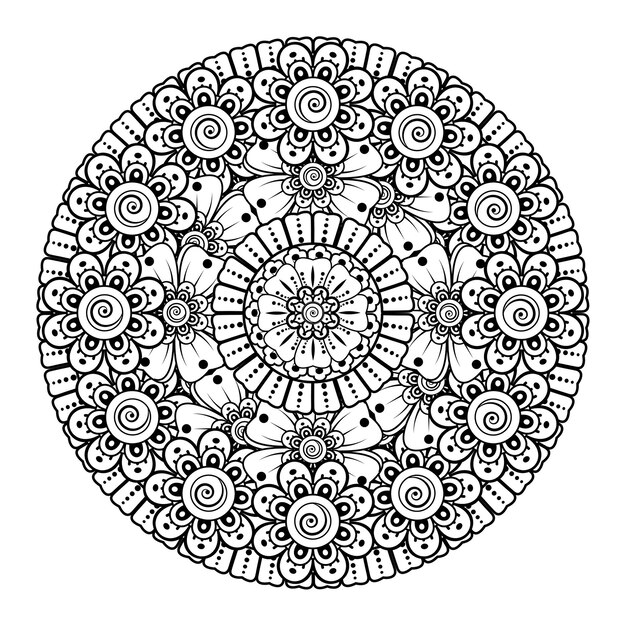 Circular pattern in the form of mandala with flower. decorative ornament in ethnic oriental style coloring   page