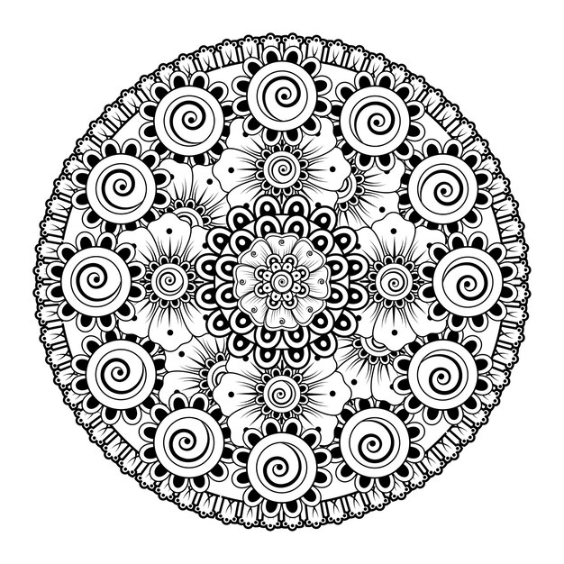 Circular pattern in the form of mandala with flower. decorative ornament in ethnic oriental style coloring   page