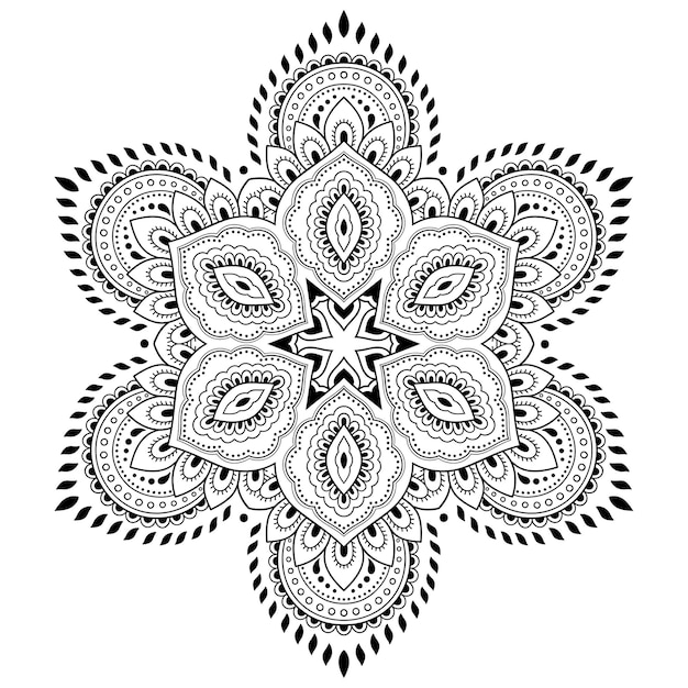 Circular pattern in form of mandala with flower  . decorative ornament in ethnic oriental style. outline doodle hand draw   illustration.
