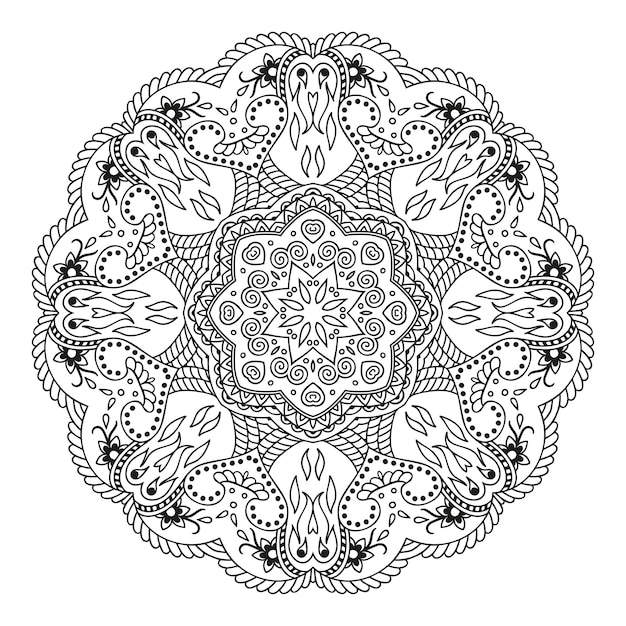 Vector circular pattern in form of mandala with flower. decorative ornament in ethnic oriental style. outline doodle hand draw.