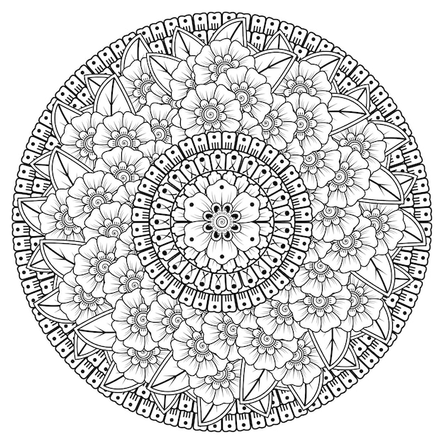 Modello circolare sotto forma di mandala con fiore. ornamento decorativo in stile etnico orientale.